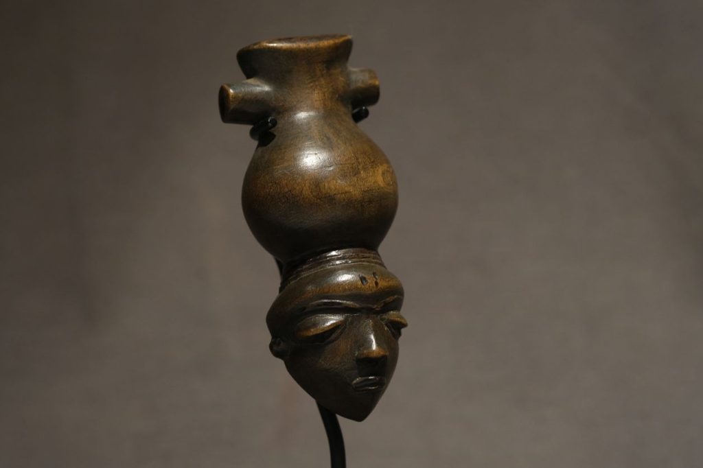 Wooden Whistle with Miniature Pende Mask