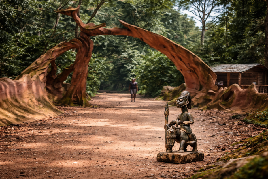 Yoruba horse in the Osun Sacred Grove, Arch of the Flying Tortoise: Photograph by Adolphus Opara