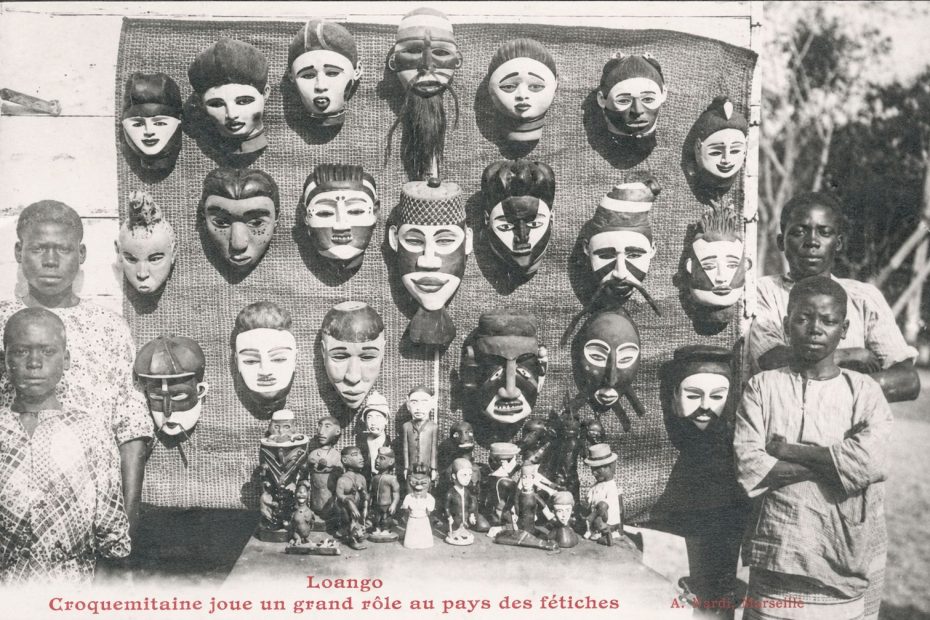 1910 Loango postcard Croquemitaine joue un grand rôle au pays des fétiches